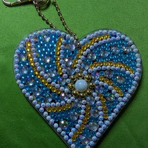 5 For $20 Double Sided Blue and Yellow Crystal Heart Keychain